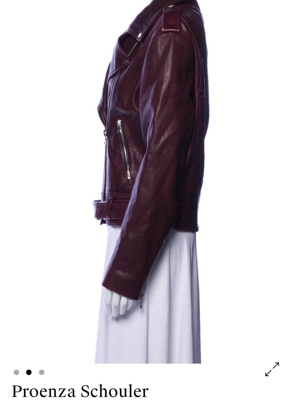 Proenza Schouler Women's Dark Burgundy oxblood Leather Biker Jacket - Picture 2 of 3
